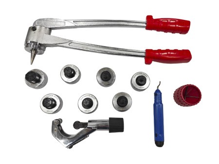 Ручной экспандер с набором расширительных головок для медных труб 8/10-28 мм, комплектация.